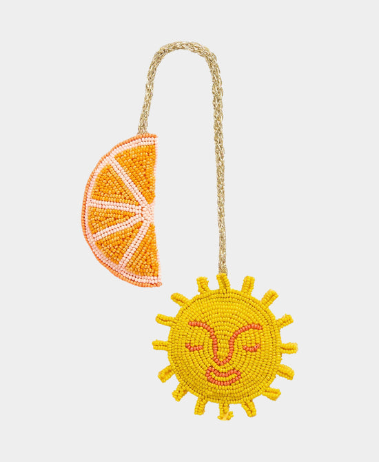 
Beaded Sun & Orange Keychain/Bag Charm in ORANGE/YELLOOW view 1