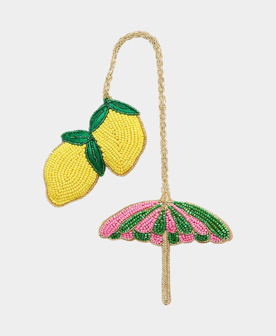 
Beaded Lemon & Umbrella Keychain/Bag Charm in MULTI view 1