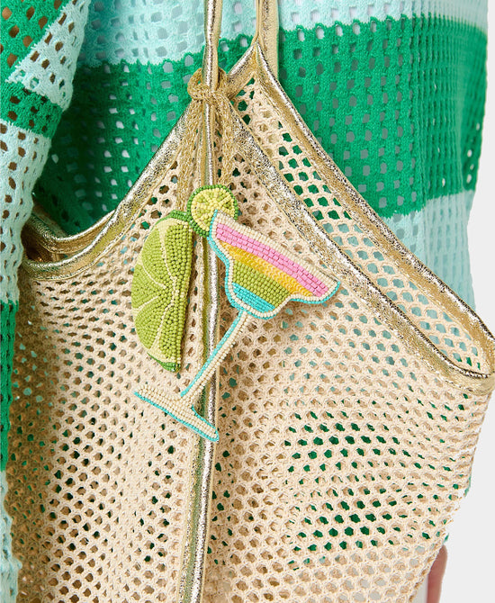 
Beaded Margarita & Lime Keychain/Bag Charm in MULTI view 2