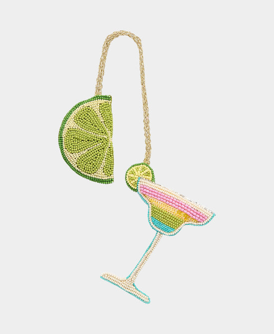 
Beaded Margarita & Lime Keychain/Bag Charm in MULTI view 1