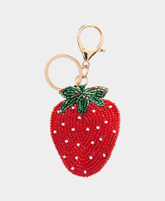 
Strawberry Beaded Keychain/Bag Charm in RED view 1