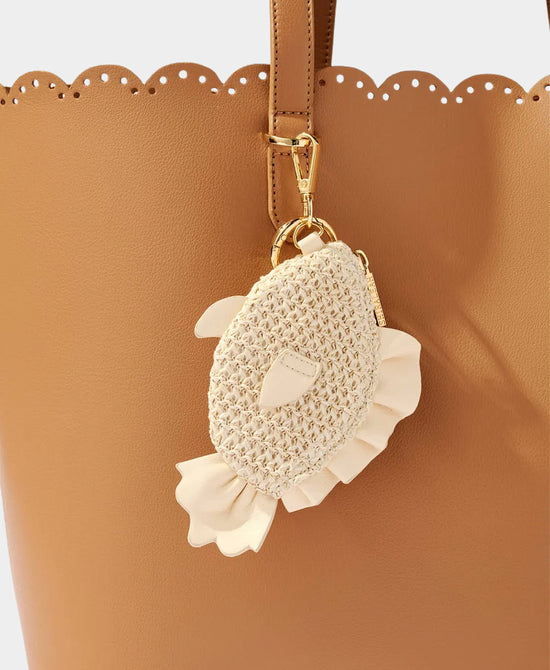 
Crochet Fish Zip Pouch Keychain/Bag Charm in IVORY view 2