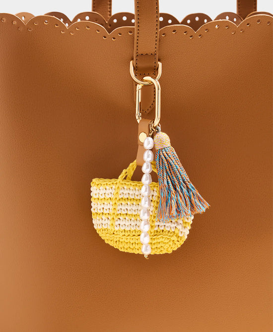 
Crochet Mini Tote Keychain/Bag Charm in YELLOW view 2