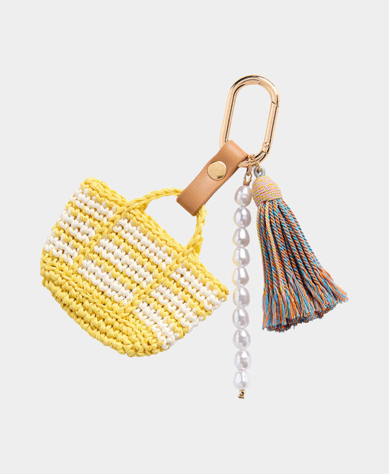 
Crochet Mini Tote Keychain/Bag Charm in YELLOW view 1