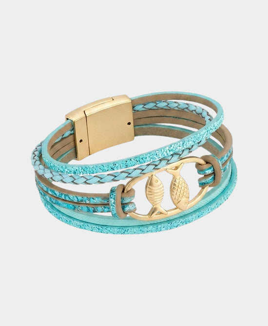 
Multi Strand Fish Magnetic Bracelet in BLUE view 2