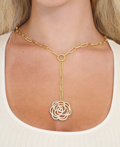 Rose Pendant Paperclip Necklace image 1