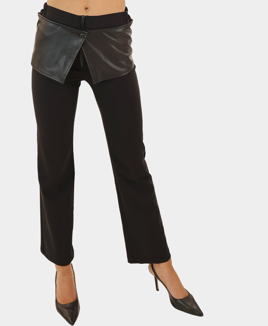 Faux Leather Trim Pants view 