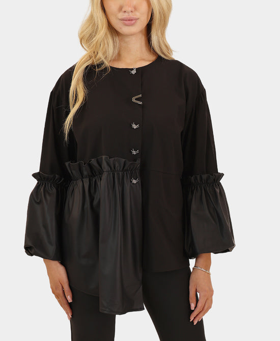 Top w/ Faux Leather Trim view 