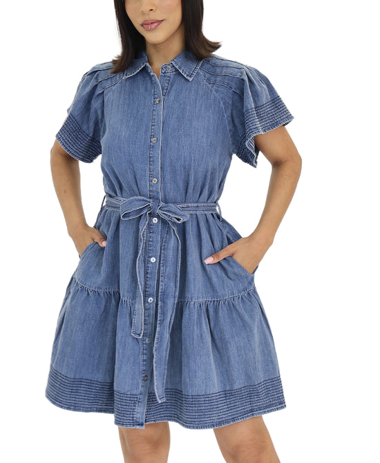 Denim Tiered Dress view 