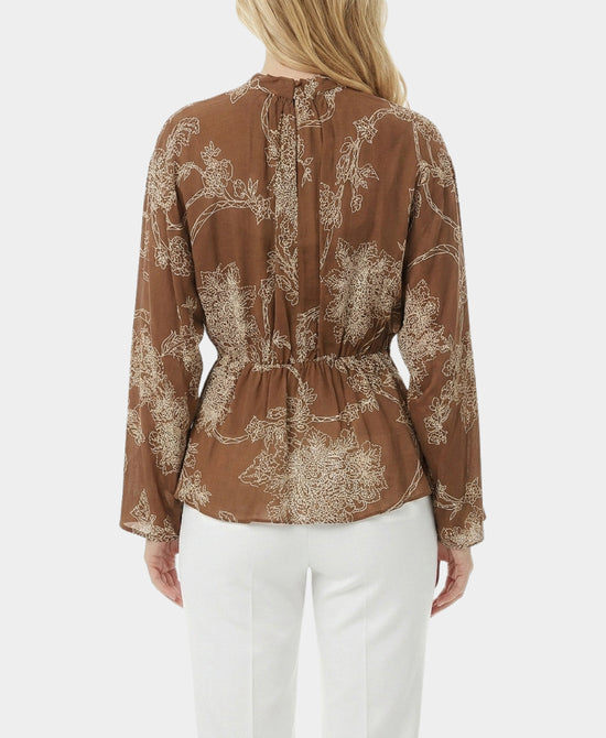 
Printed Blouse w/ Twist Detail in BROWN view 2