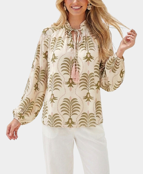 
Printed Blouse w/ Front Tie in MULTI view 1