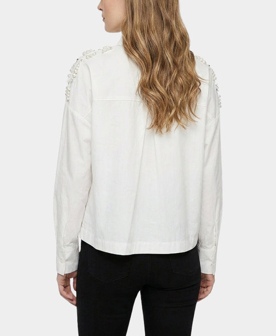 
Blouse w/ Rhinestones & Pearls in WHITE view 2