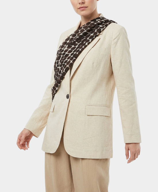 
Blazer w/ Printed Scarf Overlay in BEIGE view 1
