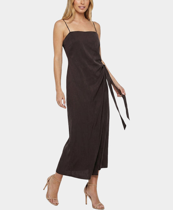 
Midi Dress w/ Gold Hardware Detail in BROWN view 2