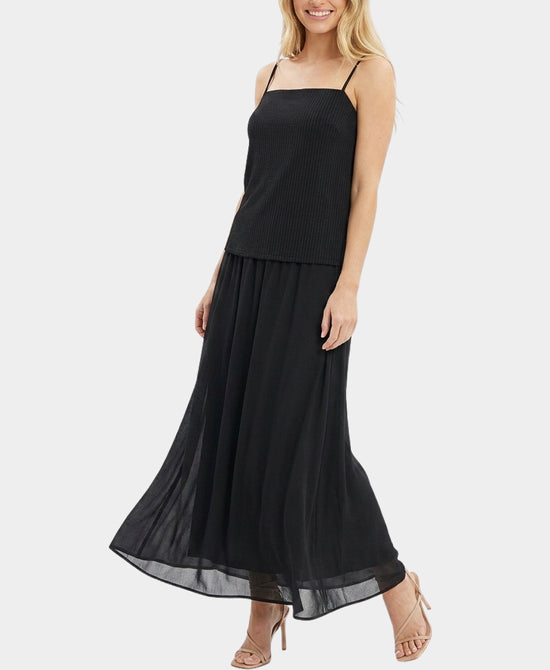 
Maxi Dress w/ Sheer Bottom in BLACK view 1
