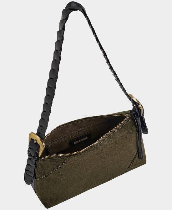 
Faux Suede Shoulder Bag in FOREST GREEN view 2