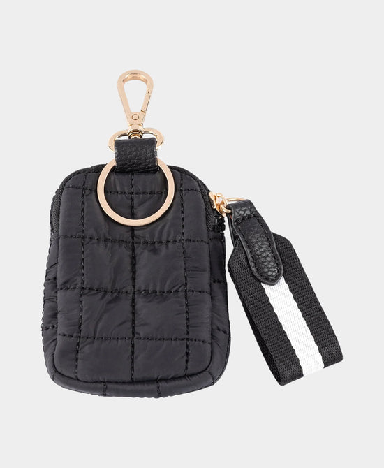 
Quilted Puffer Keychain/Bag Charm in BLACK view 1