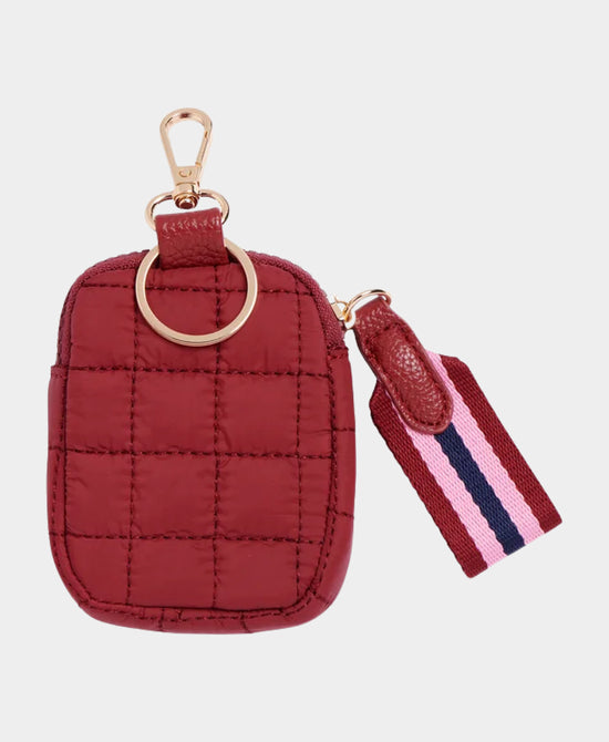 
Quilted Puffer Keychain/Bag Charm in WINE view 1