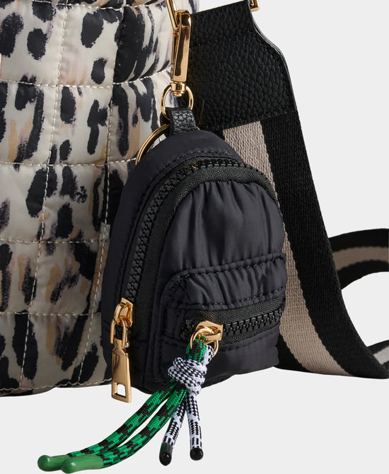 
Puffer Mini Backpack Keychain/Bag Charm in BLACK view 2