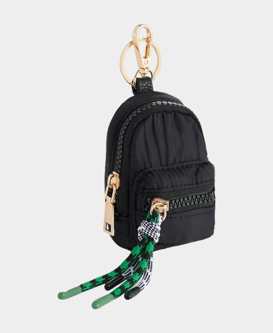 
Puffer Mini Backpack Keychain/Bag Charm in BLACK view 1