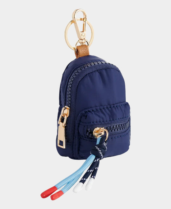 
Puffer Mini Backpack Keychain/Bag Charm in NAVY view 1