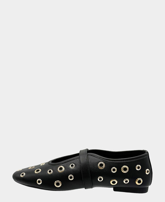 
Leather Grommet Mary Jane Flat in BLACK view 2