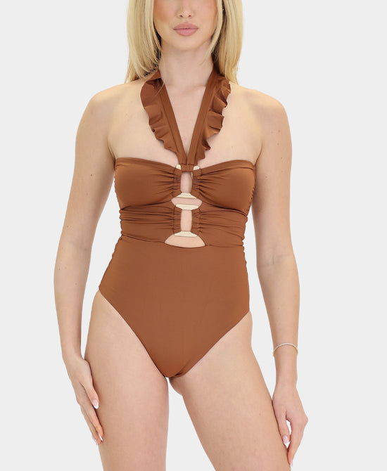 Halter Buckle One-Piece Swimsuit view 2