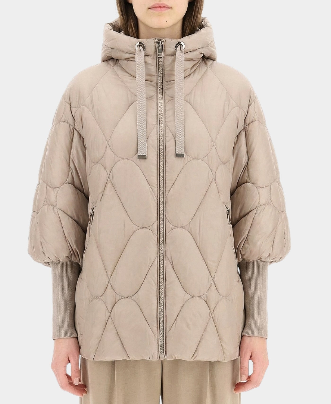 Quilted Jacket w/ Knit Ribbed Sleeves view 1