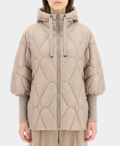 Quilted Jacket w/ Knit Ribbed Sleeves image 1