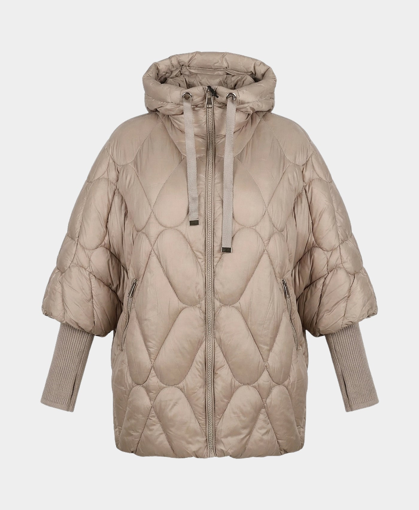 Quilted Jacket w/ Knit Ribbed Sleeves view 3
