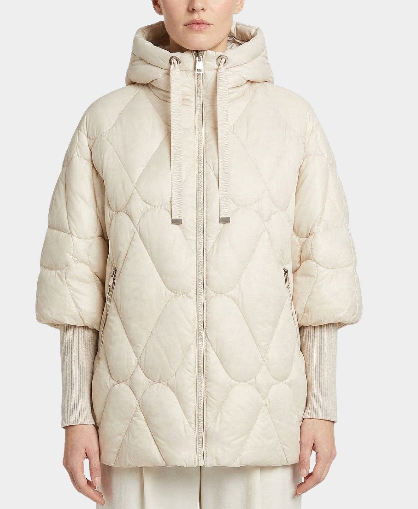 Quilted Jacket w/ Knit Ribbed Sleeves view 1