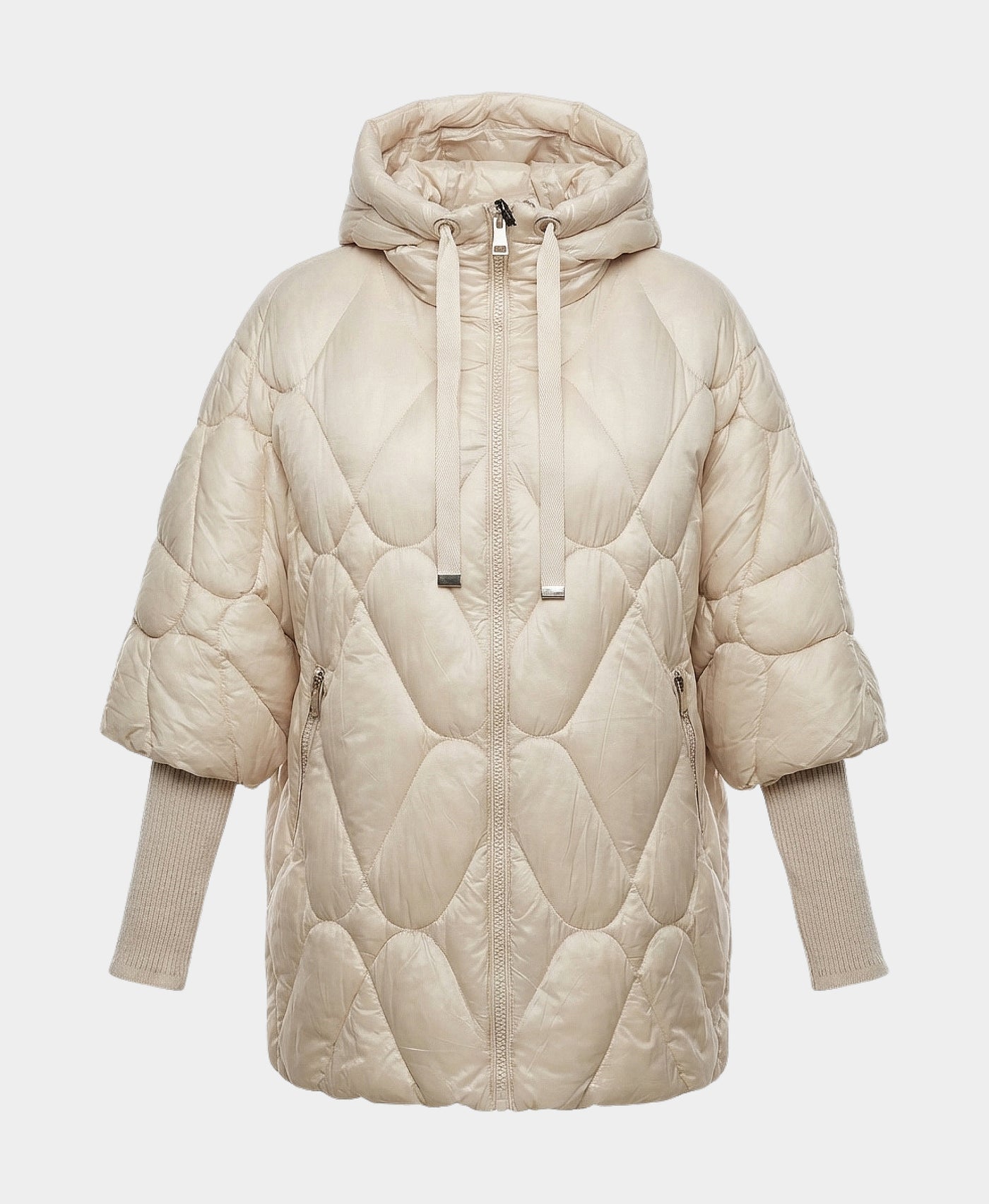 Quilted Jacket w/ Knit Ribbed Sleeves view 3