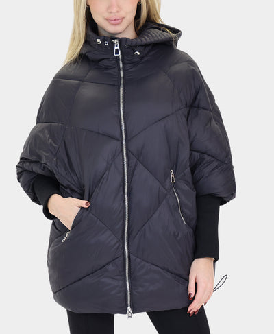 Quilted Jacket w/ Knit Ribbed Sleeves image 1