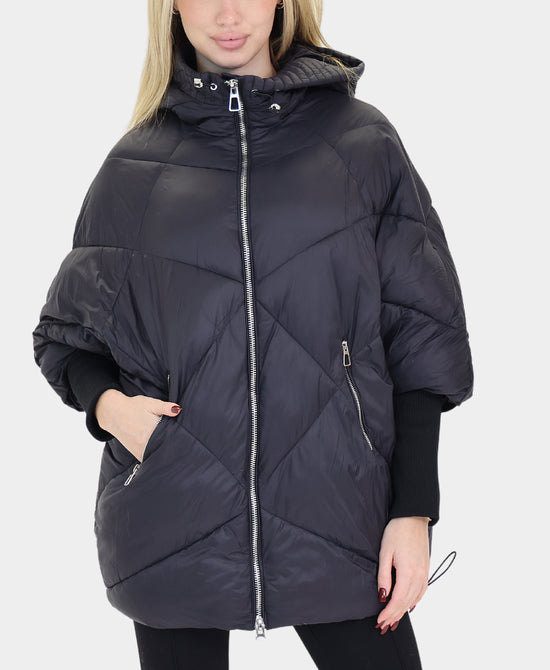 Quilted Jacket w/ Knit Ribbed Sleeves view 