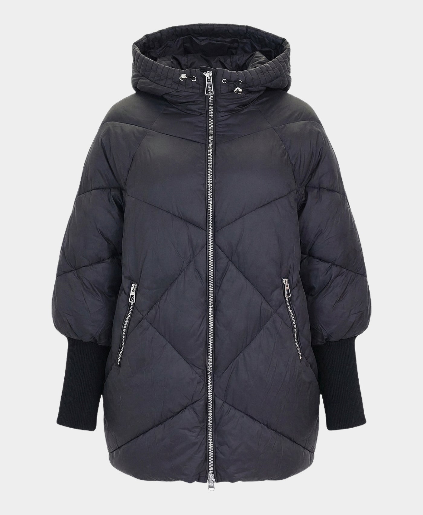 Quilted Jacket w/ Knit Ribbed Sleeves view 2