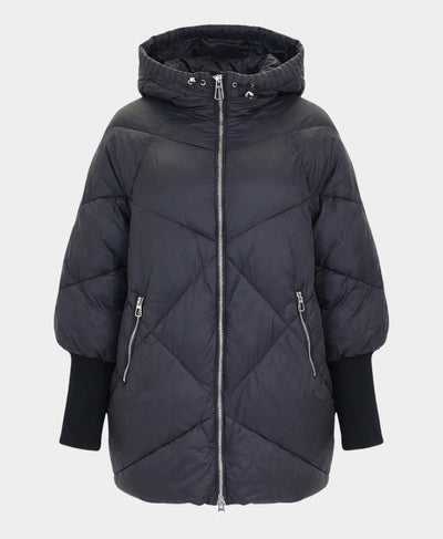 Quilted Jacket w/ Knit Ribbed Sleeves image 2