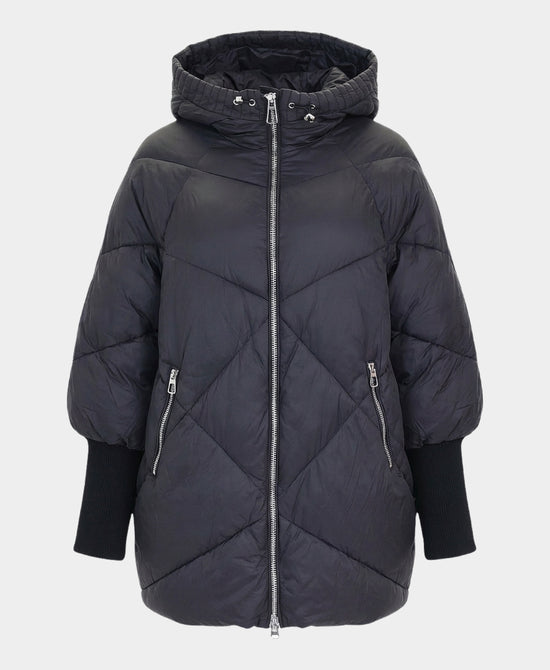 Quilted Jacket w/ Knit Ribbed Sleeves view 