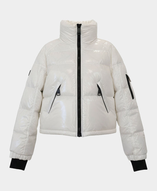 Shiny Puffer Down Cropped Jacket view 