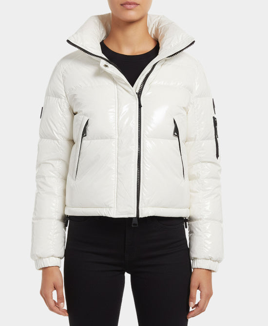 Shiny Puffer Down Cropped Jacket view 