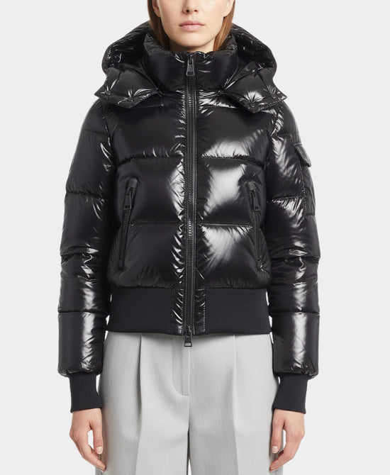 Shiny Puffer Down Jacket w/ Hood view 