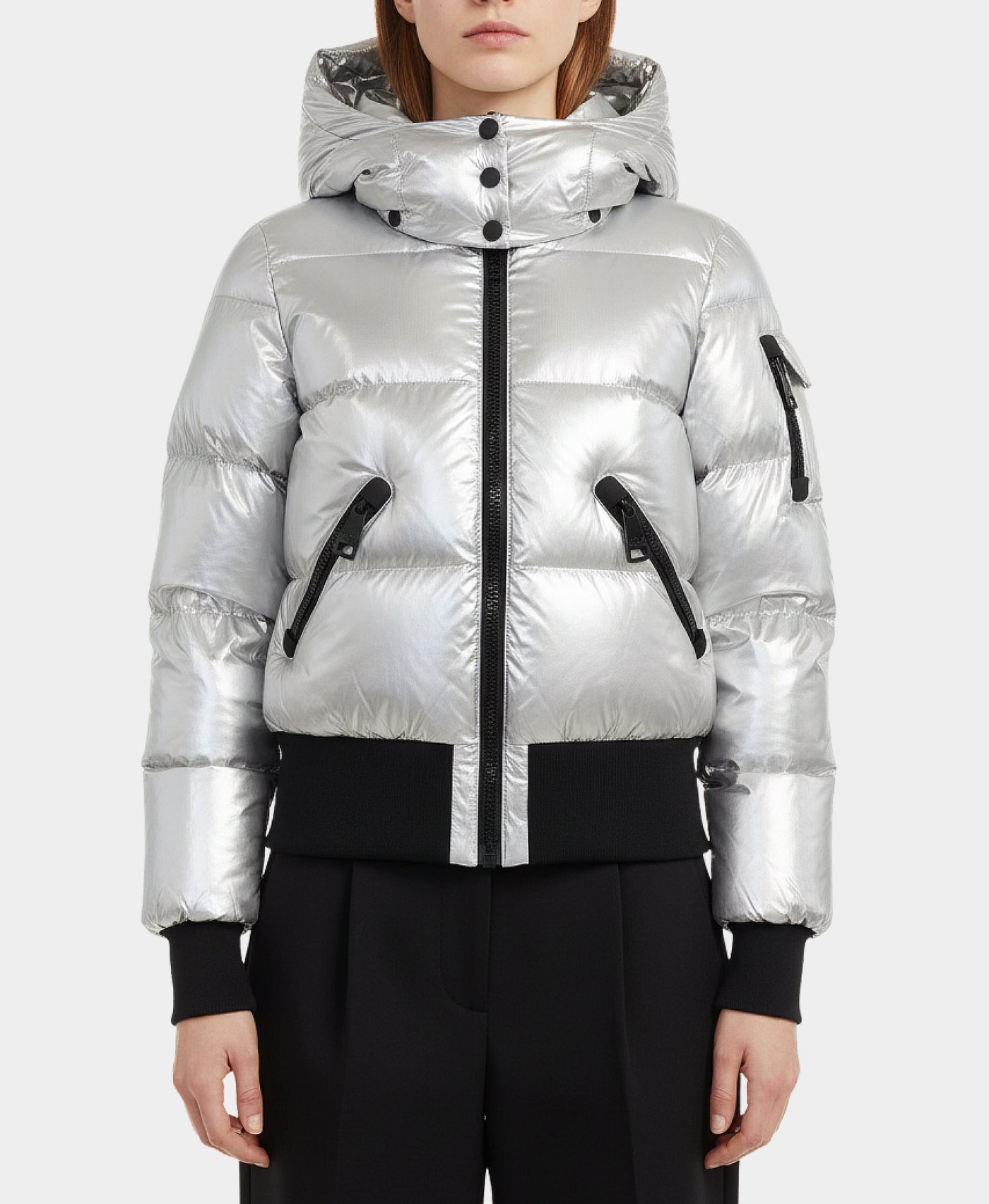 Shiny Puffer Down Jacket w/ Hood view 1