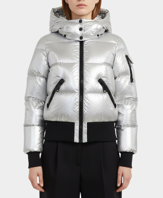 Shiny Puffer Down Jacket w/ Hood view 
