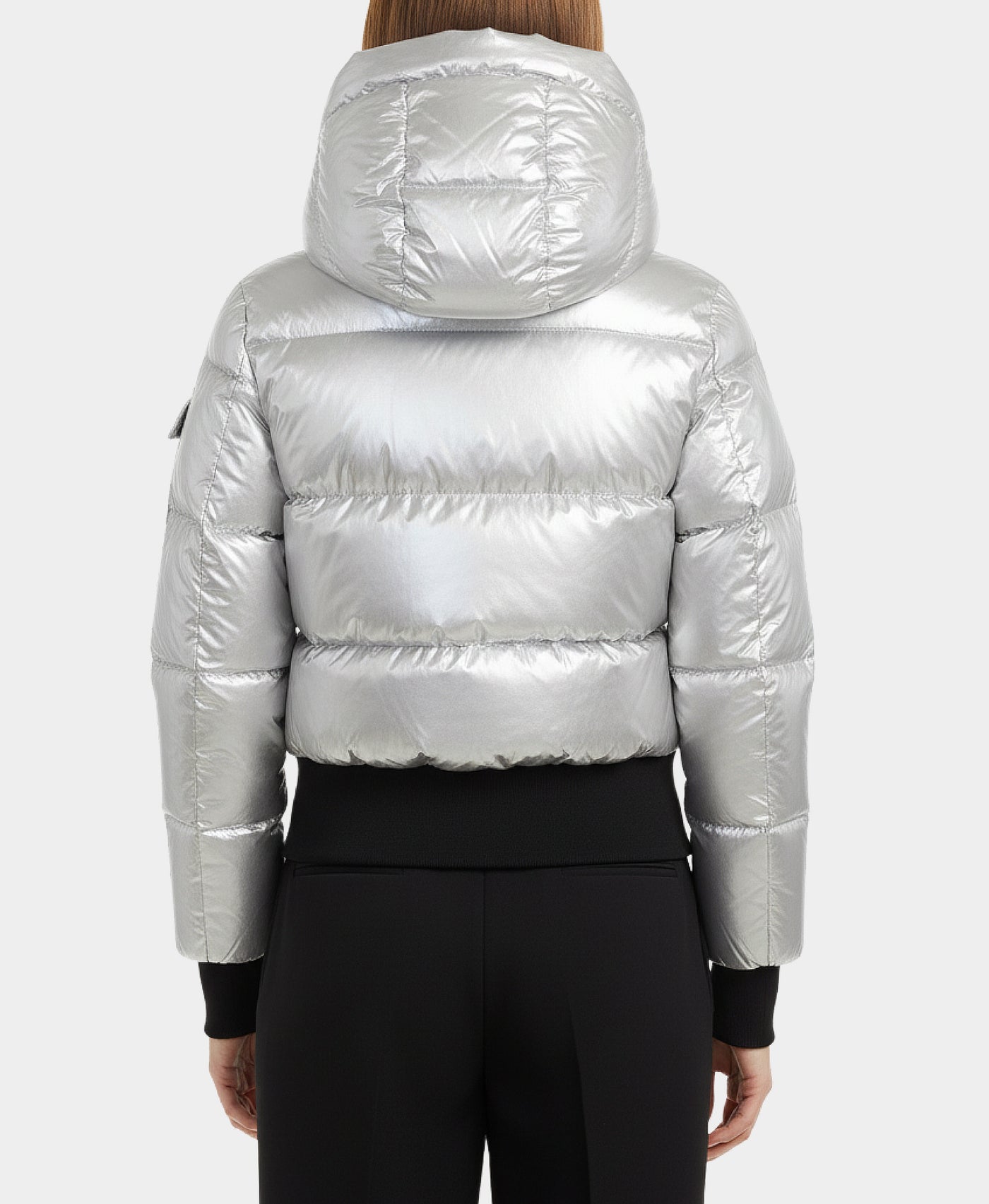 Shiny Puffer Down Jacket w/ Hood view 2