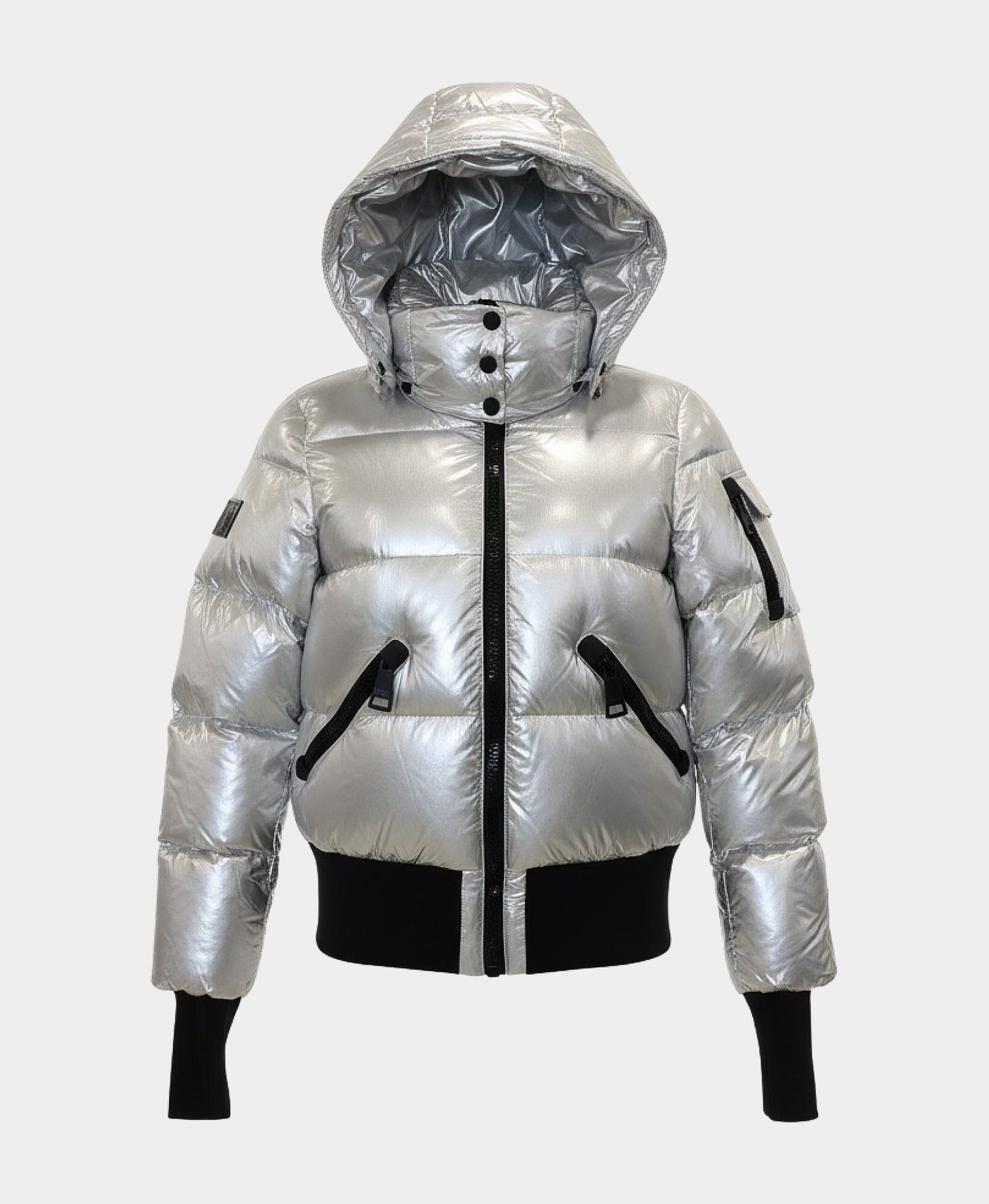 Shiny Puffer Down Jacket w/ Hood view 3