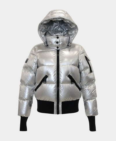 Shiny Puffer Down Jacket w/ Hood image 3