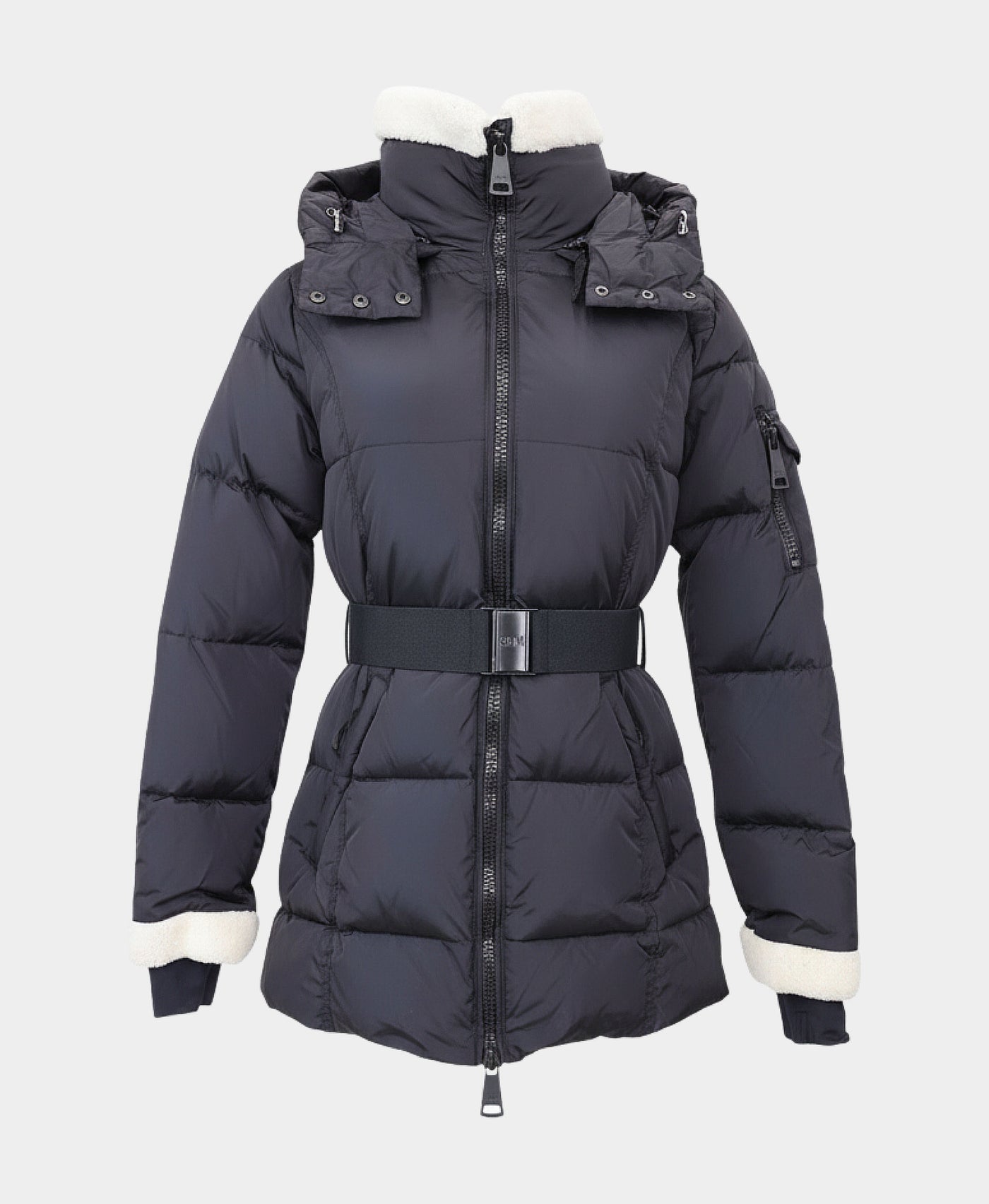 Puffer Down Jacket w/ Shearling Trim view 2
