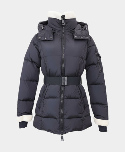 Puffer Down Jacket w/ Shearling Trim image 2