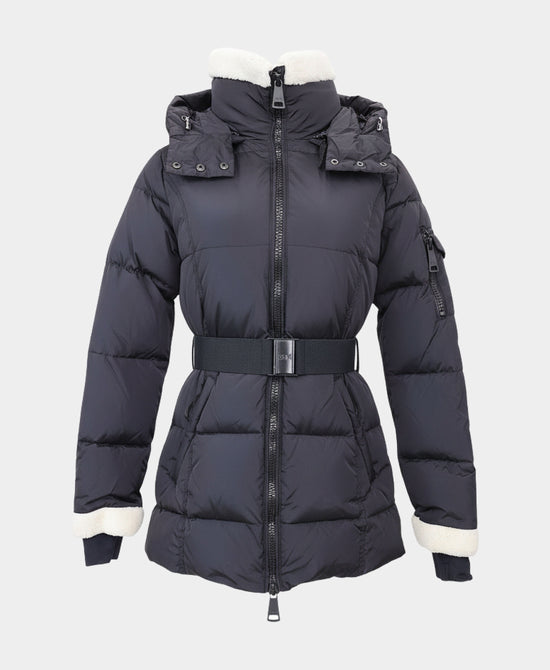 Puffer Down Jacket w/ Shearling Trim view 