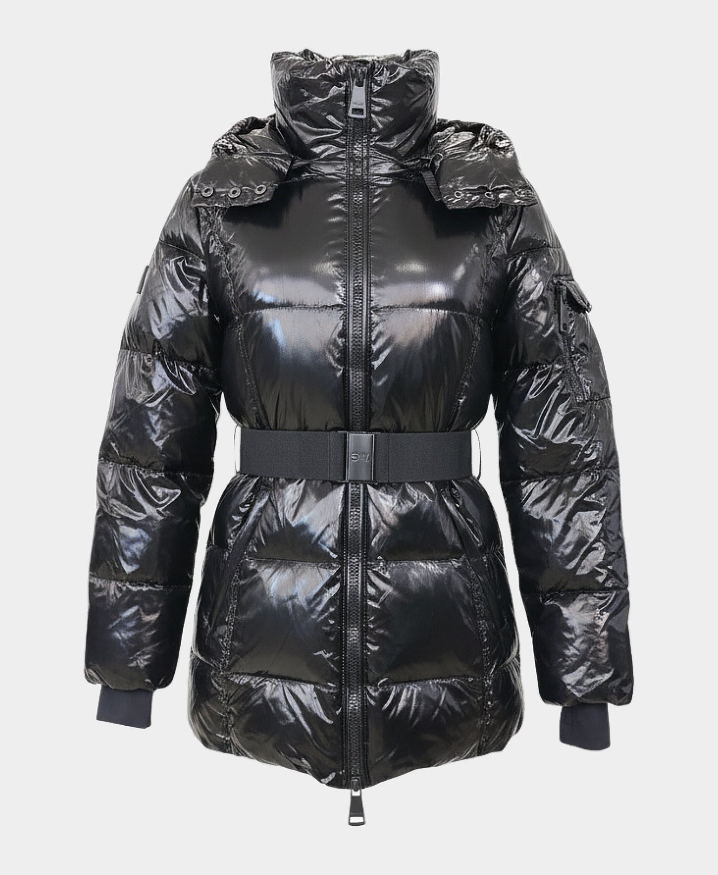 Shiny Puffer Down Jacket w/ Hood view 2