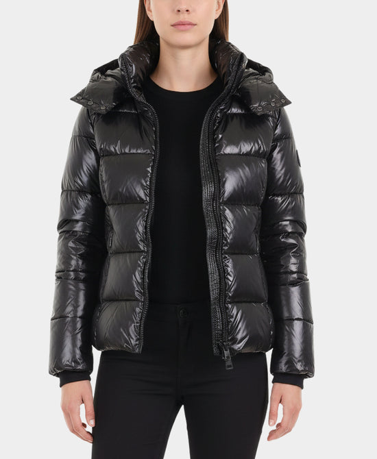 Shiny Puffer Down Jacket w/ Hood view 